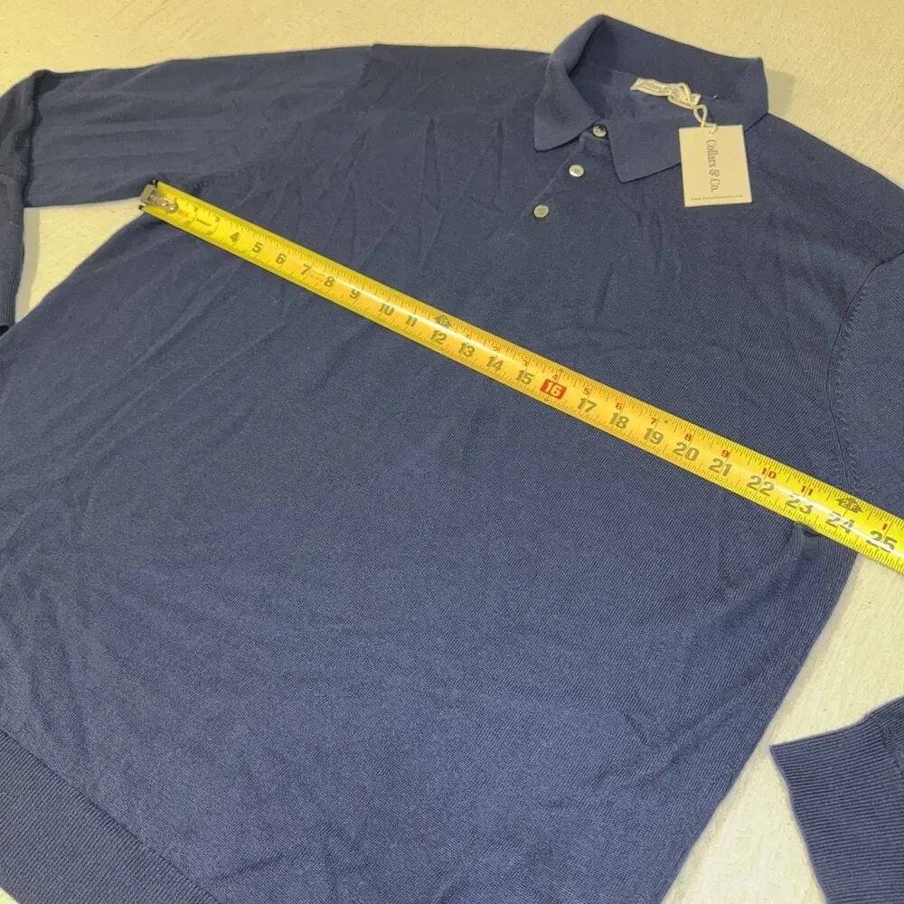 Collars & Co. Australian Marino Wool Sweater 1/4 Button Navy Men’s 3XL NWT